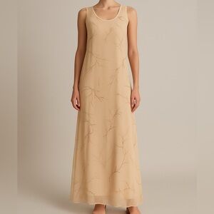 Vintage Elegant Cream Sleeveless Dress